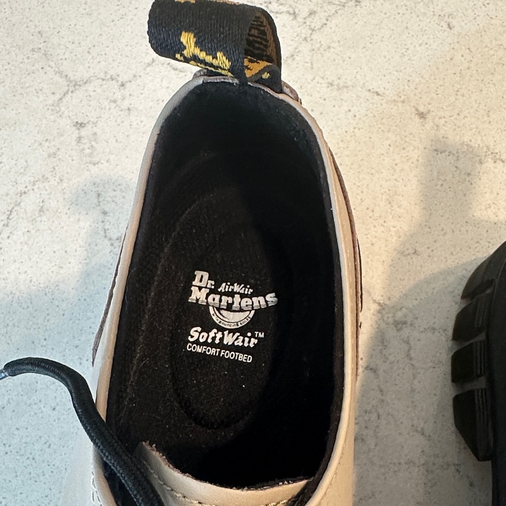 Dr. Martens Beige Combat Shoes with Black Soles - Picture 2 of 4